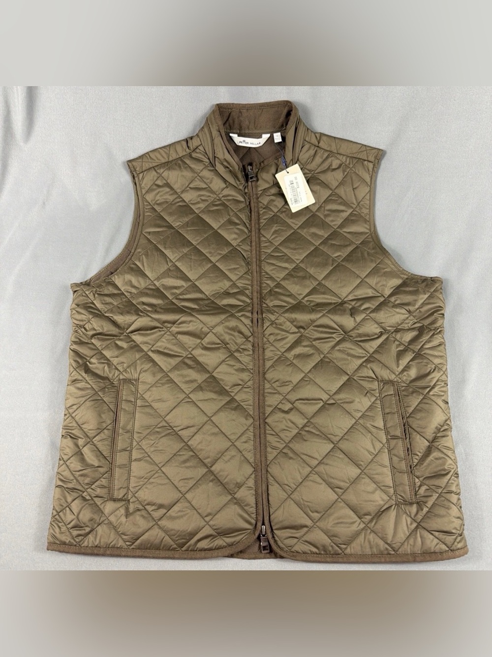 Peter Millar Golf Vest Crown Essex Quilted Large Brown Polyester NWT MSRP $230